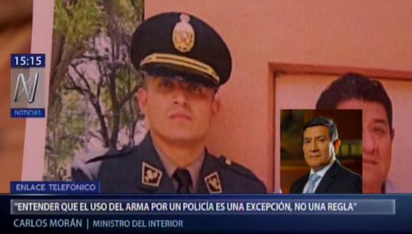 El ministro del Interior, Carlos Morán, destacó el apoyo que recibió el policía Elvis Miranda tras ser encarcelado por abatir a un delincuente. (Canal N)