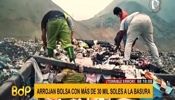 El padre de familia buscó, en el vertedero de Huaycoloro, una bolsa con más de 30 mil soles. (Foto: Buenos Días Perú)