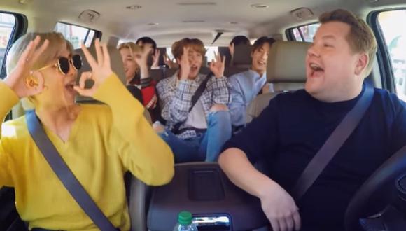BTS estuvo en "Carpool Karaoke" con James Corden. (Foto: Captura YouTube)