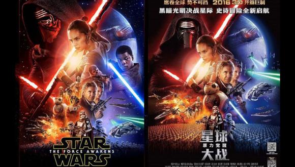 'Star Wars: The Force Awakens': ¿Hay racismo en el cartel oficial para China? Encuentra las diferencias.