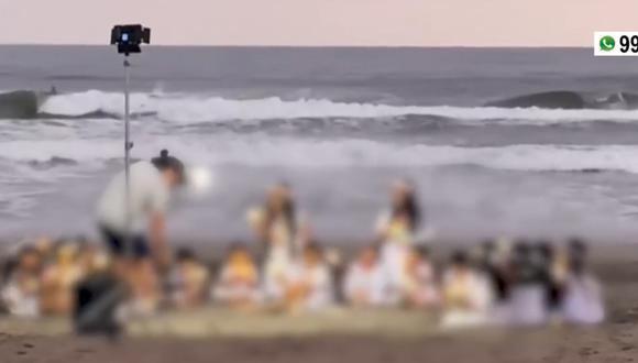 Sesión fotográfica salió mal en playa Arica. (Foto: captura)