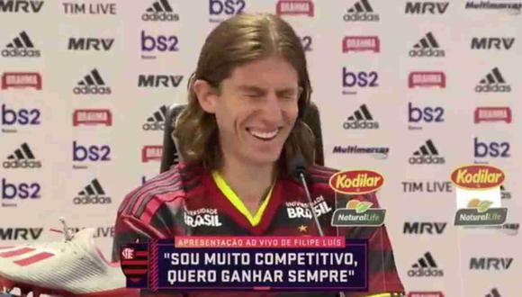 Filipe Luiz fue presentado como jugador de Flamengo. (Captura: SporTV)