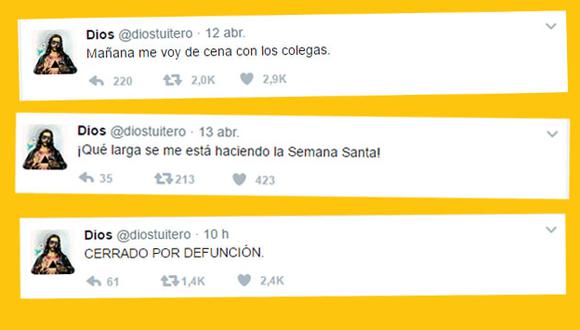 Los tuits de @diostuitero por Semana Santa se viralizaron en instantes. (Composición)