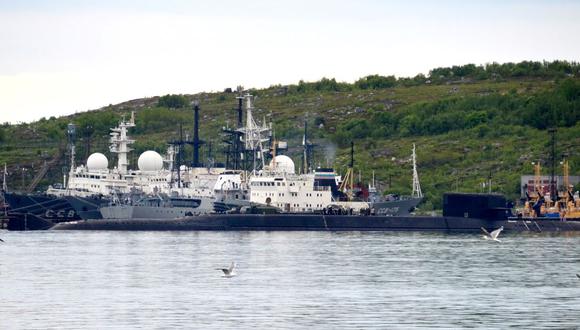 En la imagen, un submarino no identificado en la ciudad de Severomorsk, en Rusia. (Foto: AFP)