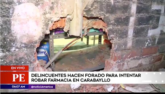 Sujetos intentan robar farmacia en Carabayllo