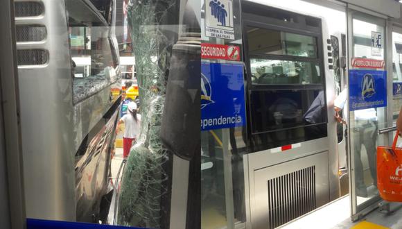 Unidad del Metropolitano impacta contra otro bus en Independencia. (Foto: Perú21)