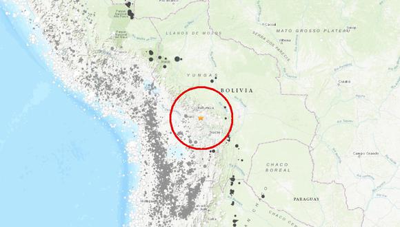 Sismo se produjo en Cochabambas, en Bolivia. (Foto: USGS)