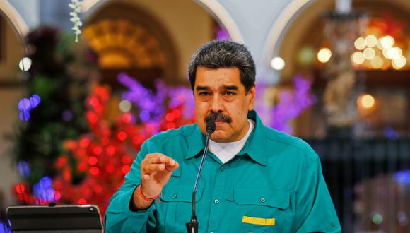 El presidente de Venezuela, Nicolás Maduro, habla en el Palacio Presidencial de Miraflores en Caracas, el 15 de noviembre de 2020. (AFP).