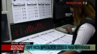 ONPE inició impresión de más de 24 millones de cédulas de sufragio para el referéndum