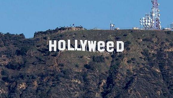 Cambiaron cartel de Hollywood por ´Hollyweed’ para celebrar consumo legal de la marihuana en California. (EFE)