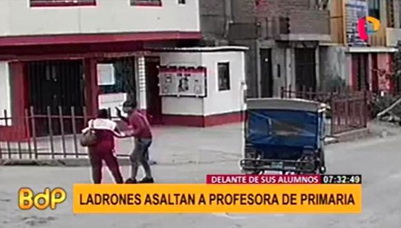 Robo a profesora se produjo en la puerta de un centro educativo. (Foto: Buenos Días Perú)