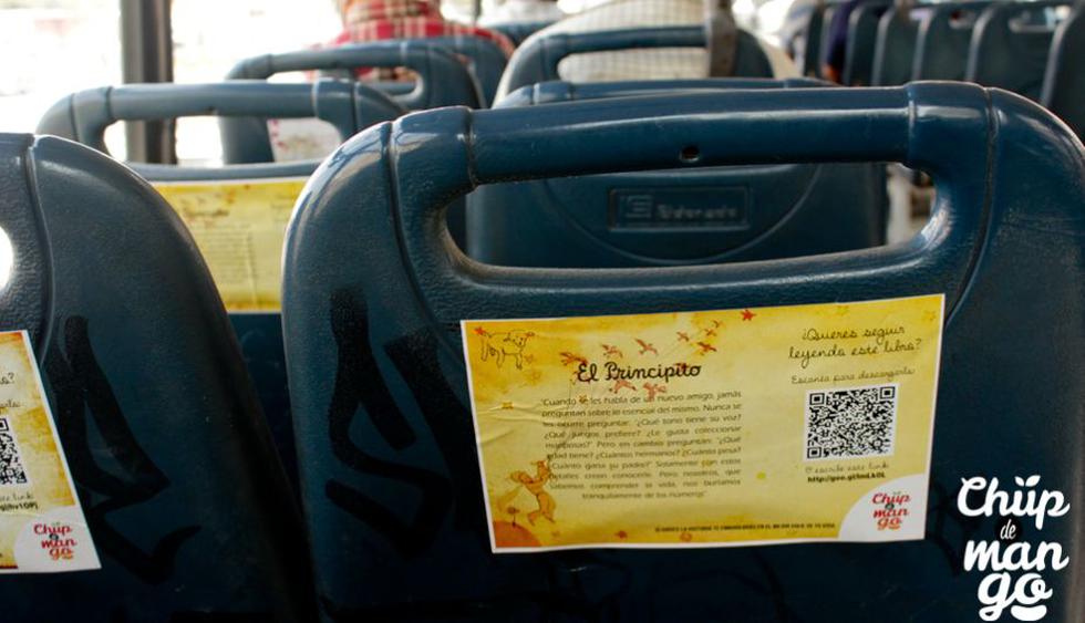 Facebook: Colocan códigos QR en buses de Lima para incentivar la lectura de clásicos literarios. (Facebook chup de Mango)