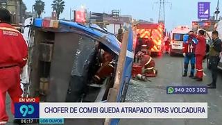 Los Olivos: 10 heridos dejó volcadura de combi que debe más de S/30 mil en papeletas [VIDEO]