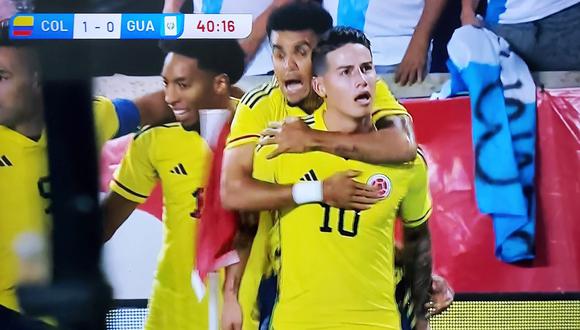 James Rodríguez anotó el gol de la ventaja de Colombia ante Guatemala. (Foto: Captura)