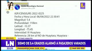 Sismo de magnitud 5.4 remeció esta noche la región Huancavelica