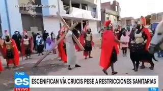 Pobladores escenificaron vía crucis imcumpliendo restricciones sanitarias en Semana Santa