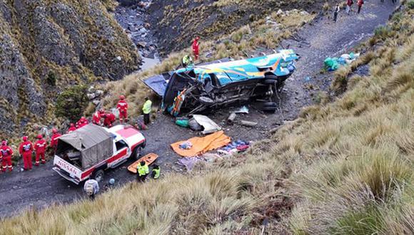 Autobús quedó destrozado luego del accidente donde perecieron 15 personas. (Foto: Twitter FM Bolivia)