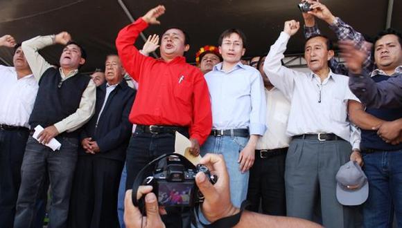 Gregorio Santos lidera protesta ante decisión de Humala de seguir el proyecto Conga. (Difusión)