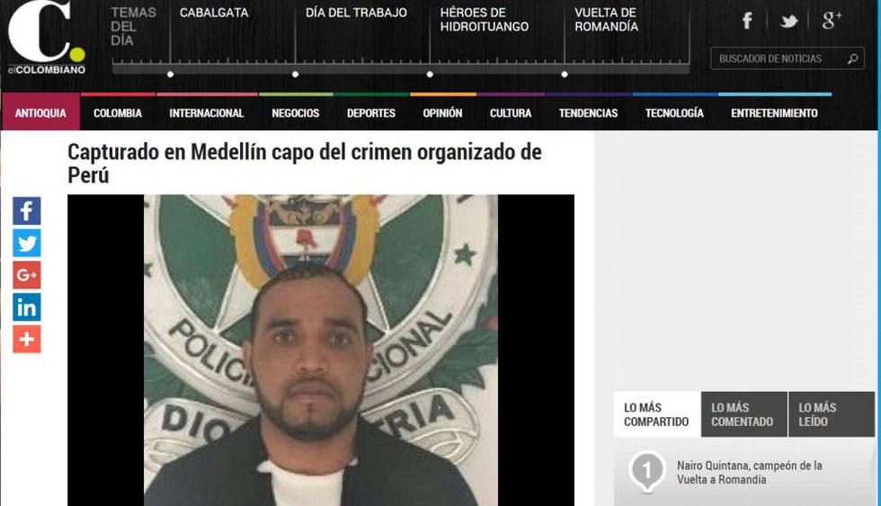 La Oficina de las Naciones Unidas contra la Droga y el Delito y diversos medios colombianos reportaron de la captura del sicario más buscado de Perú. (Captura)