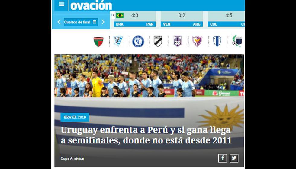 Así informan los medios charrúas sobre el partido entre Perú y Uruguay, por cuartos de final de la Copa América.