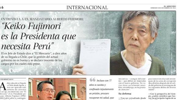 Alberto Fujimori no estaba autorizado para responde preguntas a diario chileno El Mercurio. (El Mercurio)