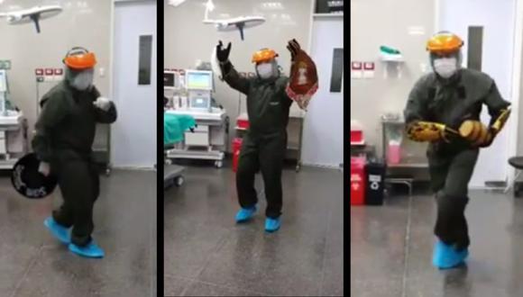 Puno: Médico baila morenada, diablada y caporales para animar a colegas en la lucha contra el COVID-19. (Foto: captura de pantalla)