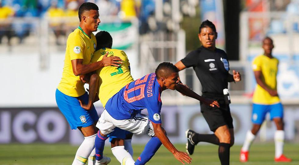 Colombia y Brasil igualaron 0-0 por el hexagonal final del Sudamericano Sub 20. (EFE)