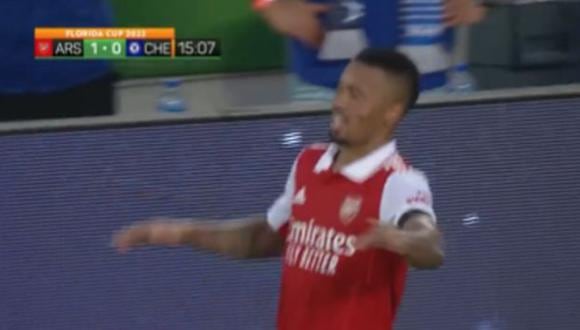 Gol de Gabriel Jesus para el 1-0 de Arsenal vs. Chelsea. (Captura: ESPN)