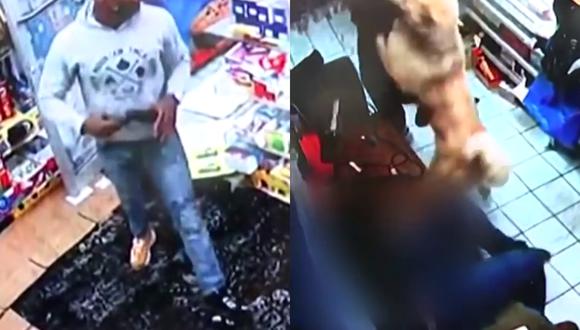 Un video viral muestra el momento en el que un perro evitó que dos ladrones asaltaran a mano armada una tienda. | Crédito: CBS Philly / YouTube