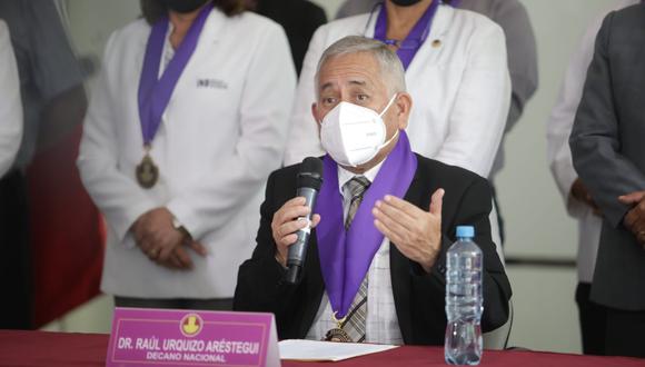Conferencia de prensa del Colegio Médico del Perú pidiendo la renuncia del actual ministro de Salud, Hernán Condori Machado. Foto: Britanie Arroyo/GEC