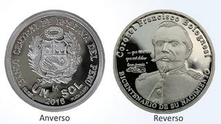 Advierten que moneda alusiva a Francisco Bolognesi incluye frase de presunta carta apócrifa