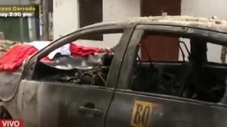 Lomo de Corvina: hombre denuncia que su auto fue incendiado durante desalojo VIDEO