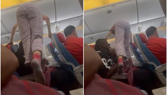 Mujer pasó por encima de otros pasajeros en pleno vuelo para llegar a su asiento. (Foto: @In_jedi)