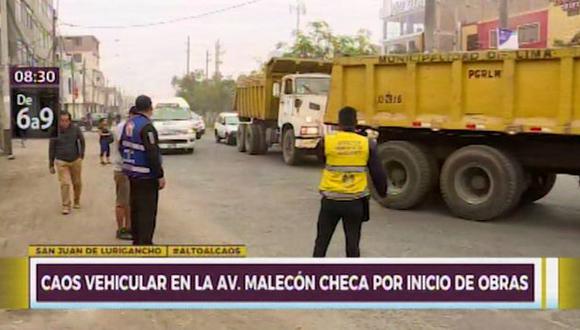 Caos vehicular tras desvió por obras en Av. Malecón Checa&nbsp;(Ex Campoy) (Captura: Canal N)