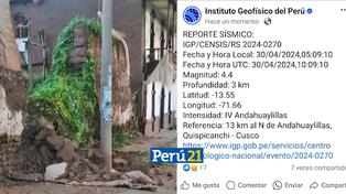 Temblor en Cusco causa alarma: Más de 1.000 personas se encuentran afectadas 