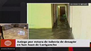 Viviendas se inundaron tras ruptura de tubería de desagüe en San Juan de Lurigancho [Video]