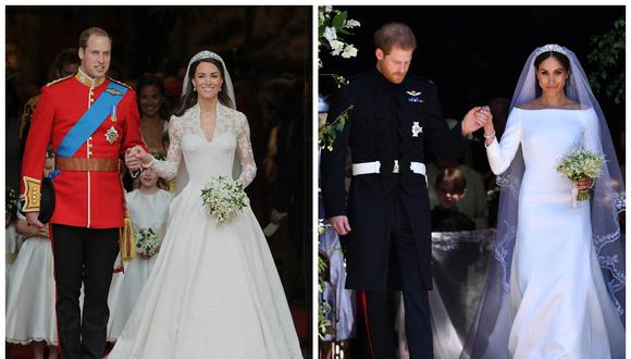 Los duques de Cambridge y Sussex el día de sus bodas. (Foto: AFP)