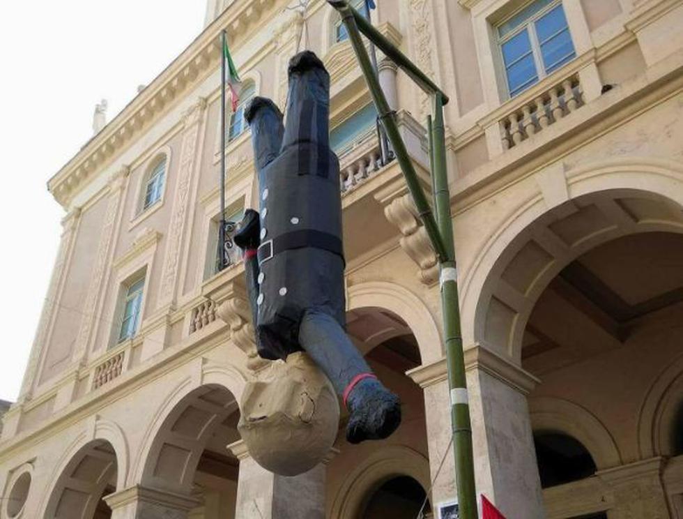 Italia: Piñata de Benito Mussolini genera escándalo en Macerata (Teitter/@AlemannoTW)