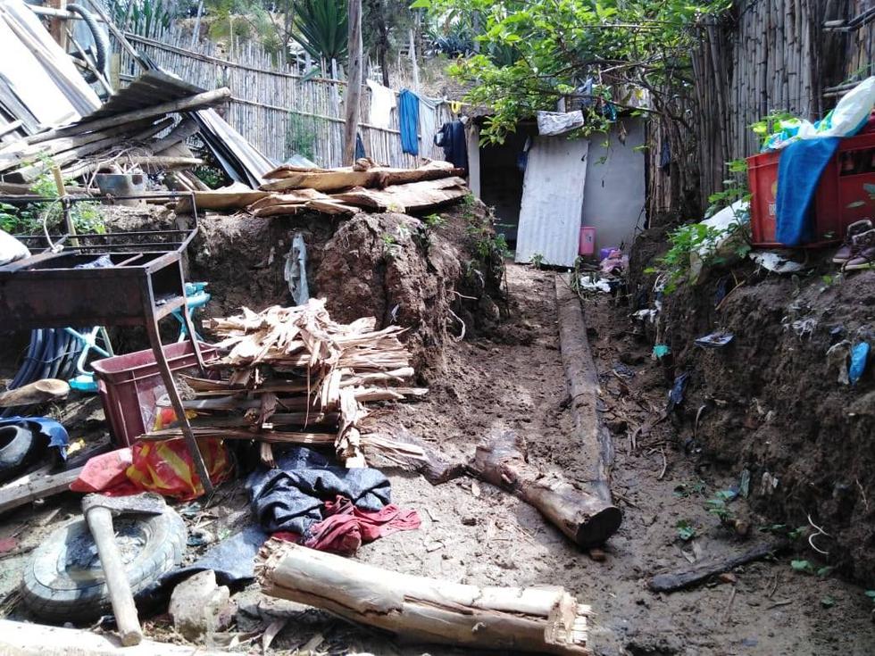 Cinco casas colapsaron por las fuertes lluvias en la provincia de Huancabamba. (COER Piura)