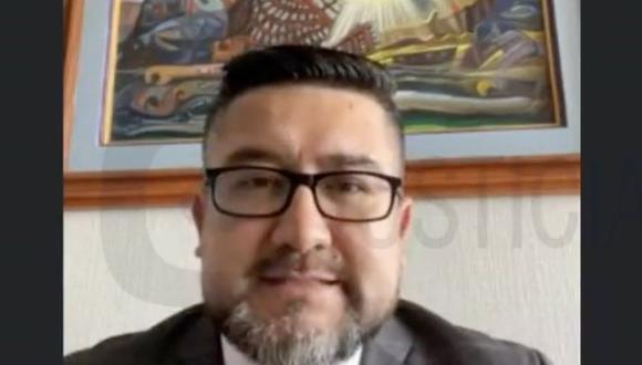 Exministro Geiner Alvarado se conectó de manera virtual a la audiencia de impedimento de salida del país. (Captura Justicia TV)
