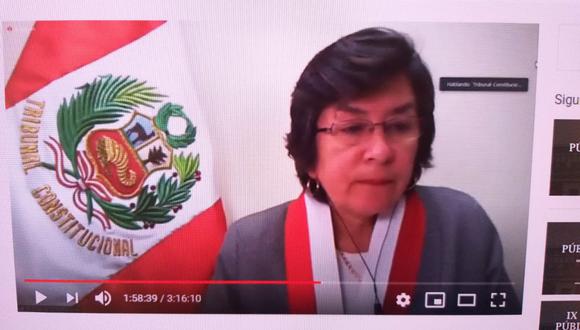 La presidenta del TC, Marianella Ledesma, preside la sesión virtual de esta mañana. (Foto: Perú21)