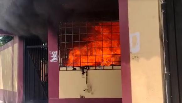 Módulo judicial de Huanta en Ayacucho fue quemada por manifestantes en medio del paro de 24 horas. (Captura: RPP)
