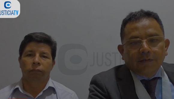 Pedro Castillo y su abogado Eduardo Pachas. (Foto: captura Justicia TV)