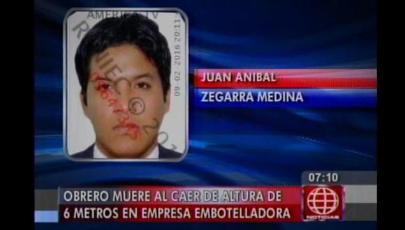 Obrero falleció tras caer de 6 metros de altura en empresa embotelladora. Ocurrió en el Cercado de Lima. (Captura de TV)