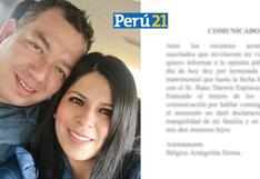 Esposa de Darwin Espinoza dio por terminada su relación, tras revelarse video