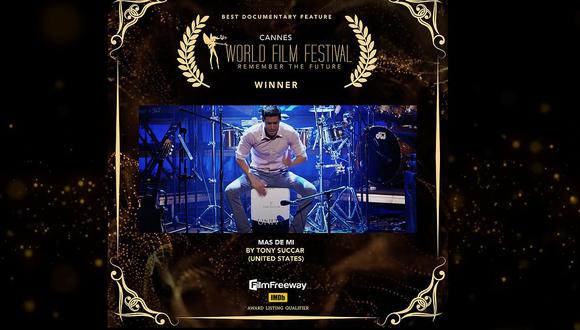 Tony Succar ganó premio por su documental en el Cannes World Film Festival