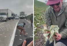 California: dinero cae de camión y autopista se paraliza | VIDEO