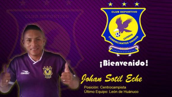 Johan Sotil no dejará Cajamarca y ahora jugará en Comerciantes Unidos.