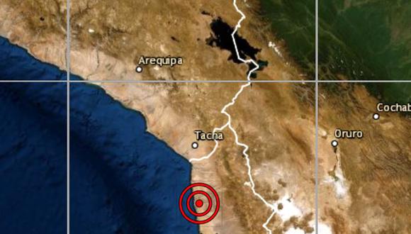 De acuerdo con el IGP, el epicentro de este movimiento telúrico se ubicó a 139 kilómetros al sur de Tacna. (IGP)